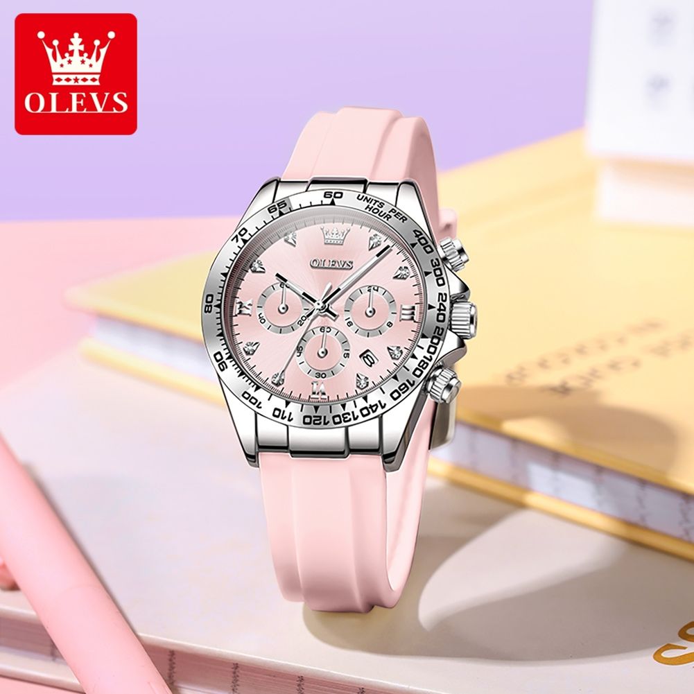 OLEVS 5618 New Luxury Original Quartz Silicone Chronograph Watch For Women - Image 3