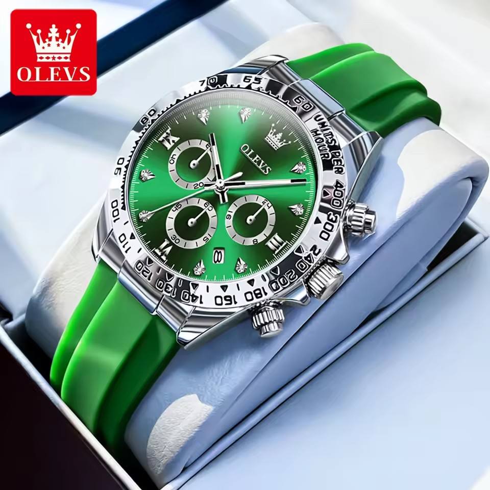 OLEVS 5618 New Luxury Original Quartz Silicone Chronograph Watch For Women
