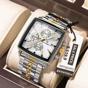 POEDAGAR 866 Luxury Square Chronograph Watch For Men’s