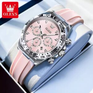 OLEVS 5618 New Luxury Original Quartz Silicone Chronograph Watch For Women