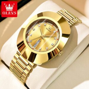 OLEVS 7008 Quartz Fashion Watch Gift Tungsten Steel Watchband Round-dial Week Display Calendar