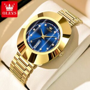 OLEVS 7008 Quartz Fashion Watch Gift Tungsten Steel Watchband Round-dial Week Display Calendar
