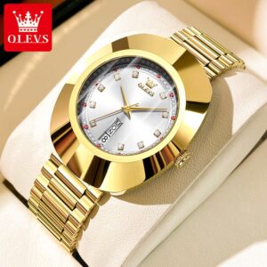 OLEVS 7008 Quartz Fashion Watch Gift Tungsten Steel Watchband Round-dial Week Display Calendar