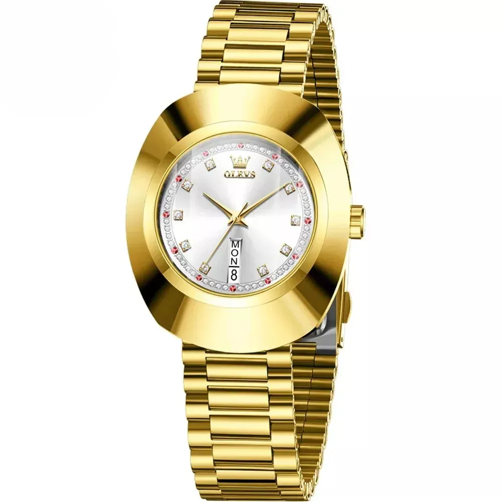 OLEVS 7008 Quartz Fashion Watch Gift Tungsten Steel Watchband Round-dial Week Display Calendar - Image 2