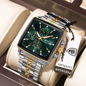 POEDAGAR 866 Luxury Square Chronograph Watch For Men’s