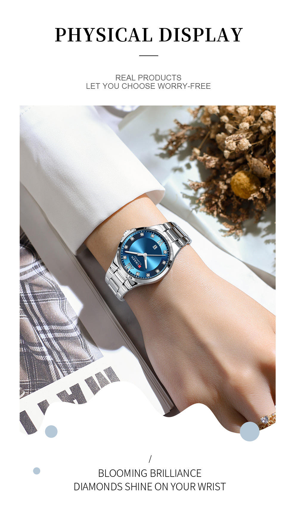 CURREN 9107 Quartz Stainless Steel Watch for Women - Image 2