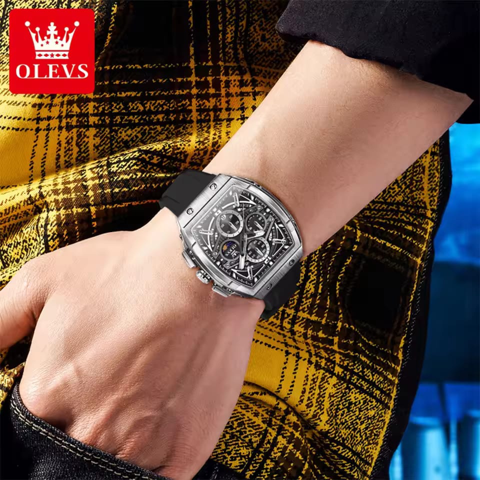 OLEVS 2975 Chronograph Quartz Wristwatch Big Dial Moon Phase Men's Watches - Image 2