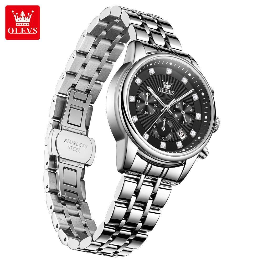 OLEVS 3669 Luxury Multifunctional Chronograph Quartz Watch For Women - Image 2
