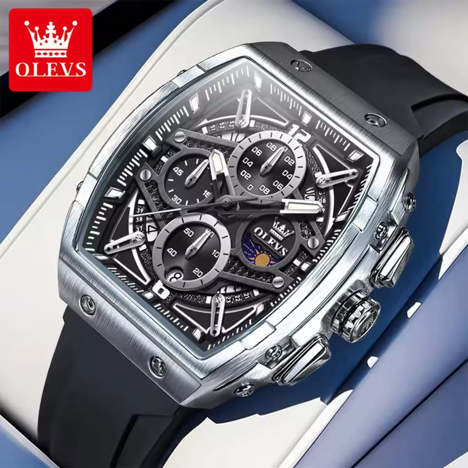 OLEVS 2975 Chronograph Quartz Wristwatch Big Dial Moon Phase Men's Watches