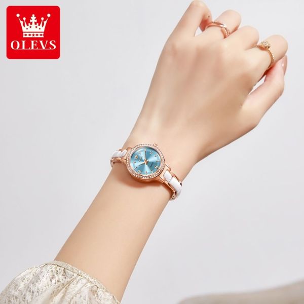 OLEVS 7093 Custom Dial logo Brand Stainless Steel Ceramics Woman Lady Quartz High Quality Luxury Classic Watch - Image 3