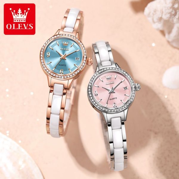 OLEVS 7093 Custom Dial logo Brand Stainless Steel Ceramics Woman Lady Quartz High Quality Luxury Classic Watch - Image 2