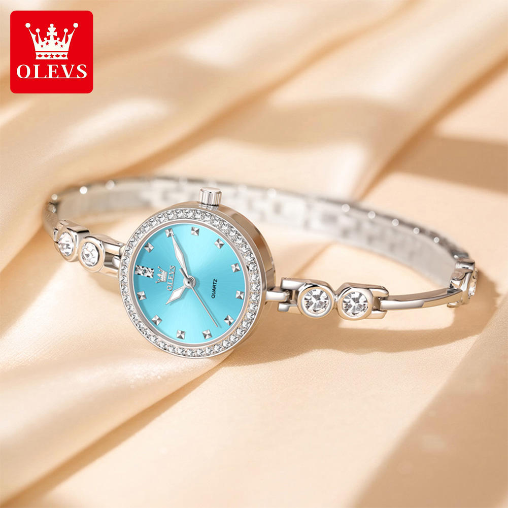 OLEVS 5670 Luxury Women’s Quartz Watch with Diamond-Encrusted Free Adjustment Bracelet Fashionable Glass Dial Window. - Image 2