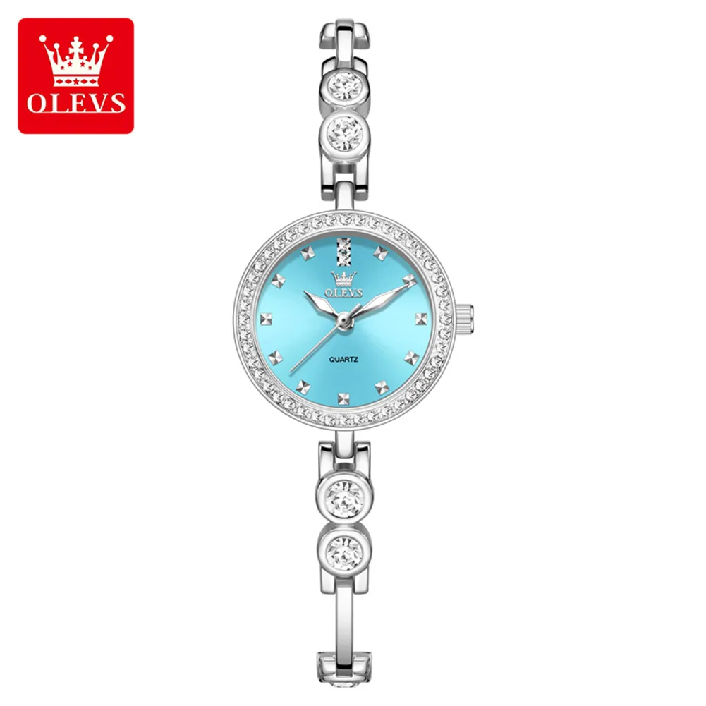 OLEVS 5670 Luxury Women’s Quartz Watch with Diamond-Encrusted Free Adjustment Bracelet Fashionable Glass Dial Window. - Image 4