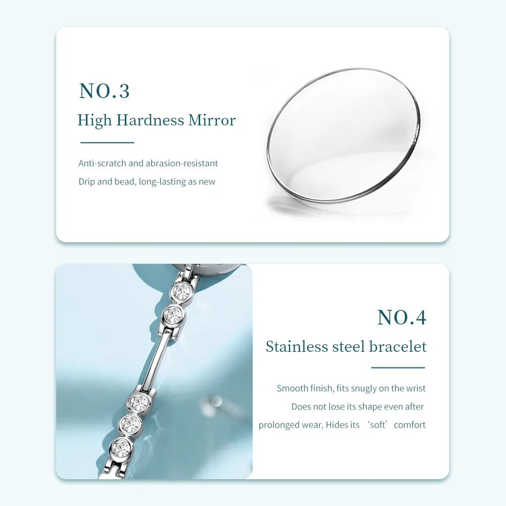 OLEVS 5670 Luxury Women’s Quartz Watch with Diamond-Encrusted Free Adjustment Bracelet Fashionable Glass Dial Window. - Image 4