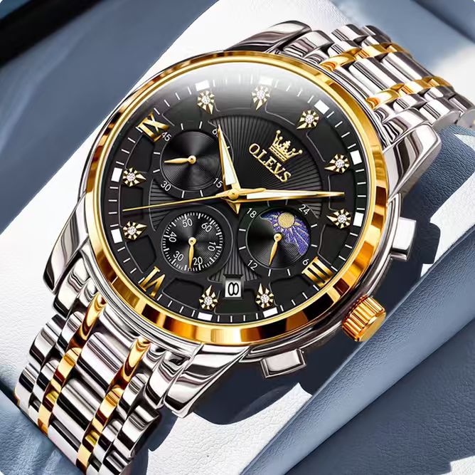 Olevs 2951 Stainless Steel Chronograph Wrist Watch For Men