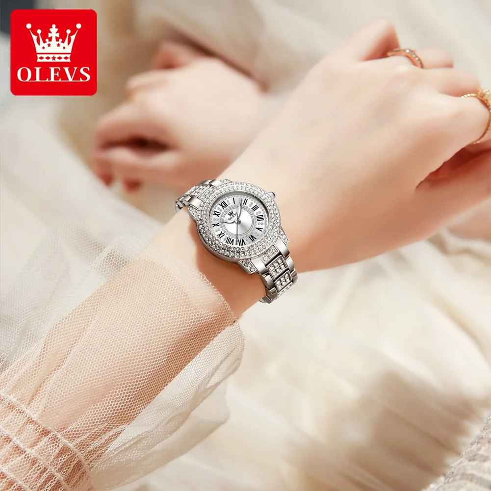 OLEVS 9943 Women Brand Watch Fashion Inlaid Diamond Roman Waterproof Watch - Image 3