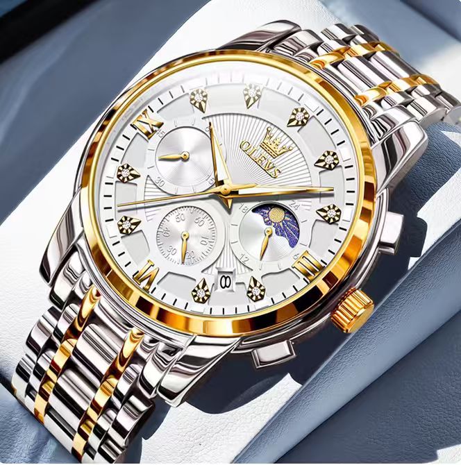 Olevs 2951 Stainless Steel Chronograph Wrist Watch For Men