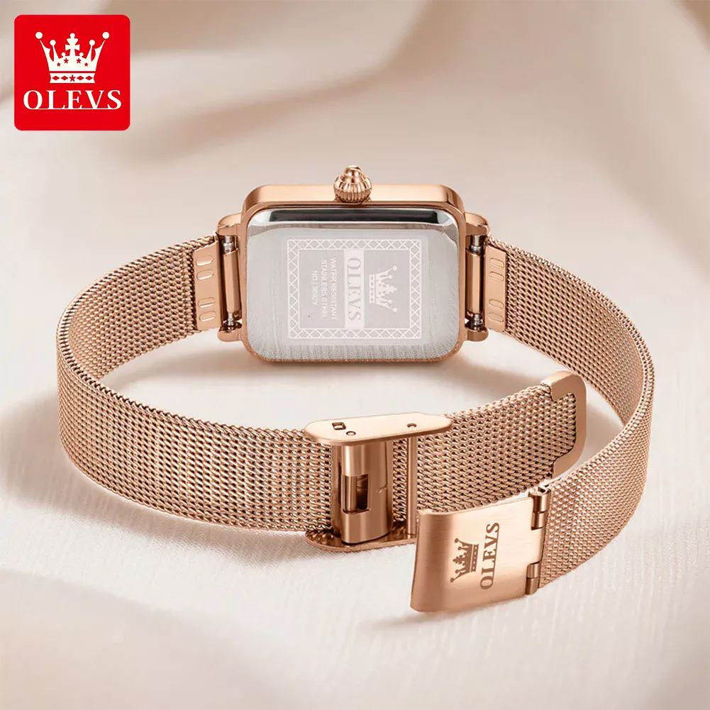 OLEVS 3692 Original Quartz Watch With Gift Box for Woman Ultra Thin Fashion Simple Square Auto Date Waterprorof Ladies Watch New - Image 4