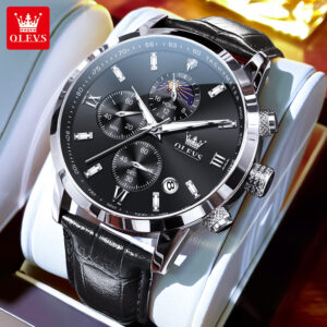 OLEVS 9812 Men’s Luxury Leather Quartz Watch