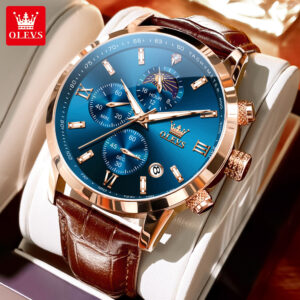 OLEVS 9812 Men’s Luxury Leather Quartz Watch