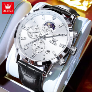 OLEVS 9812 Men’s Luxury Leather Quartz Watch