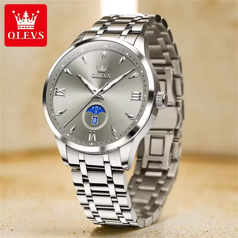 OLEVS 3646 Silver Blue Premium Quartz Man’s Watch - Image 3