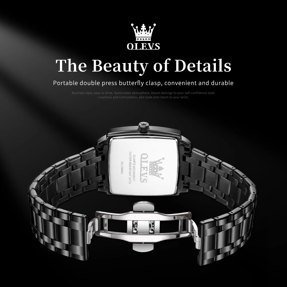OLEVS 2969 Mens Retro Square Quartz Watch - Image 3