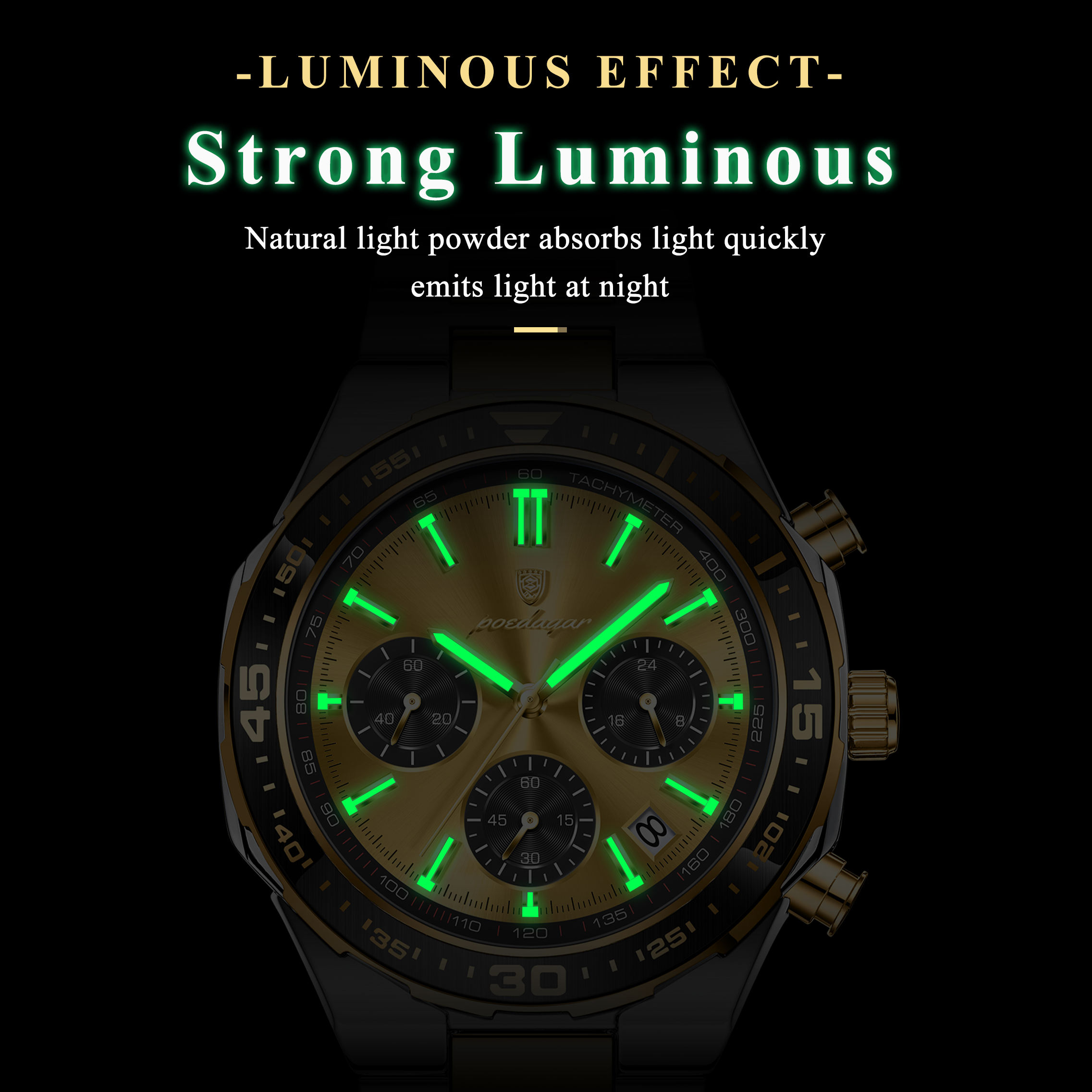 POEDAGAR 697 Luxury Stainless Steel Chronograph Watch for Men Waterproof Luminous Quartz Watch - Image 4