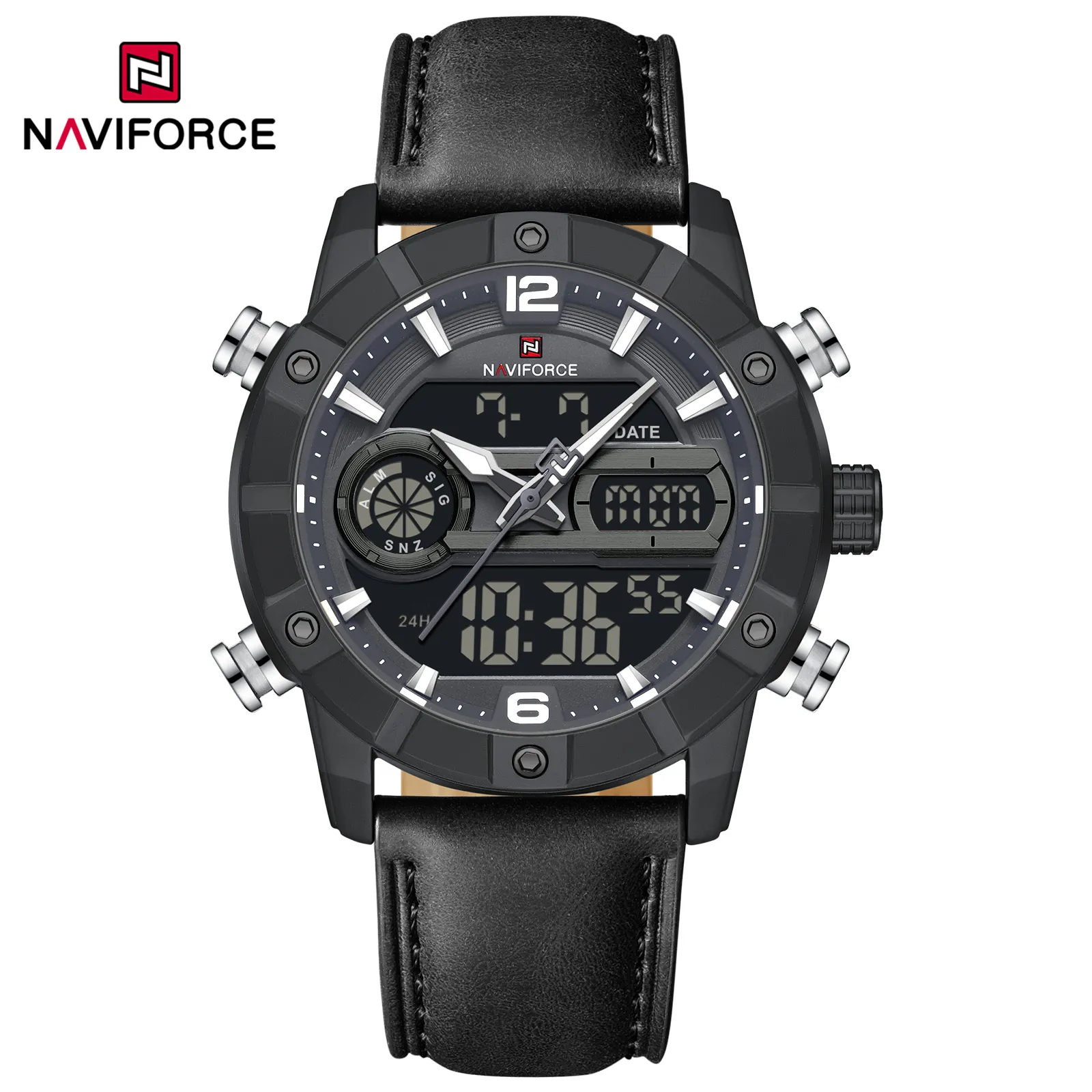 NAVIFORCE NF9263 Men's Watch Genuine Leather Strap - Image 4