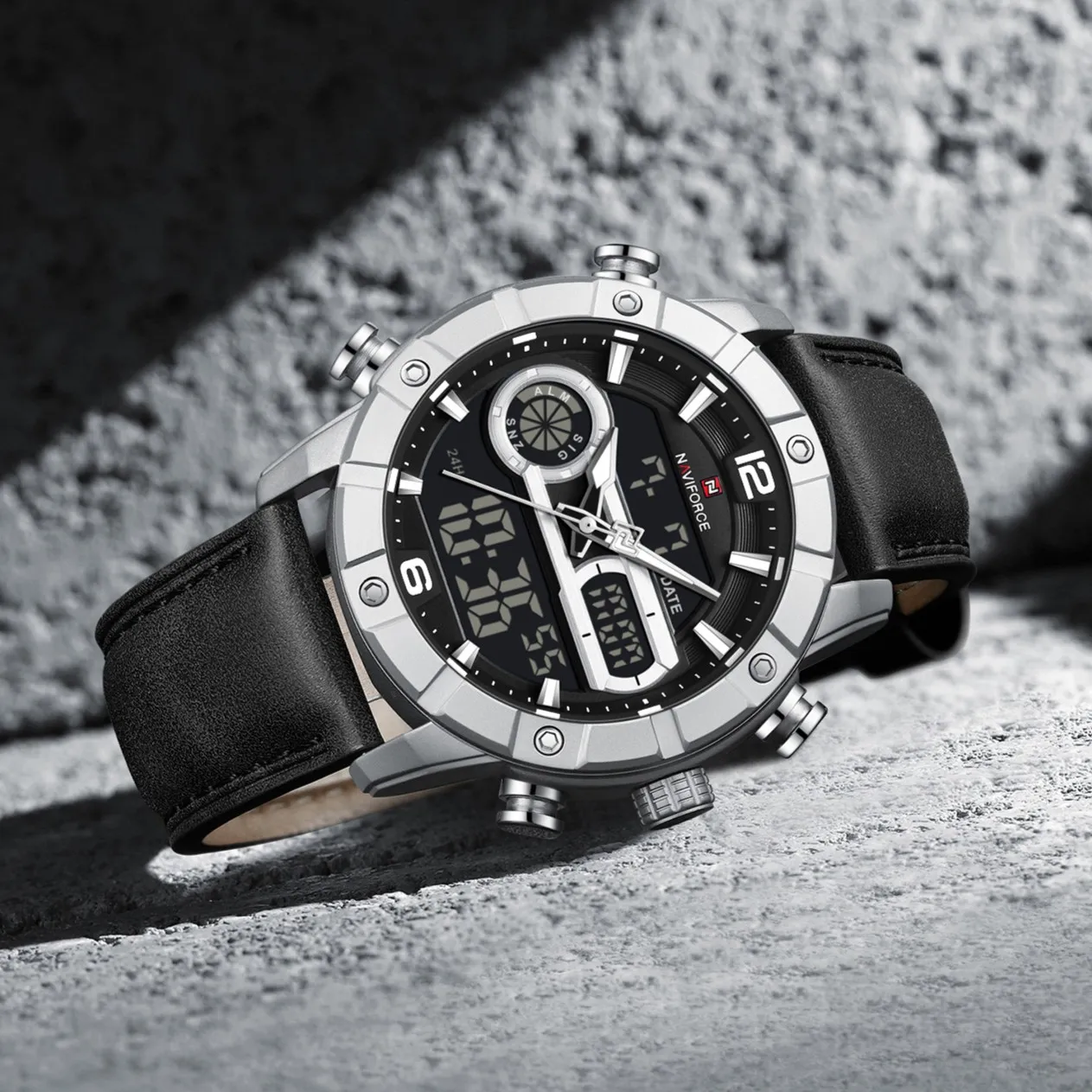NAVIFORCE NF9263 Men's Watch Genuine Leather Strap - Image 4