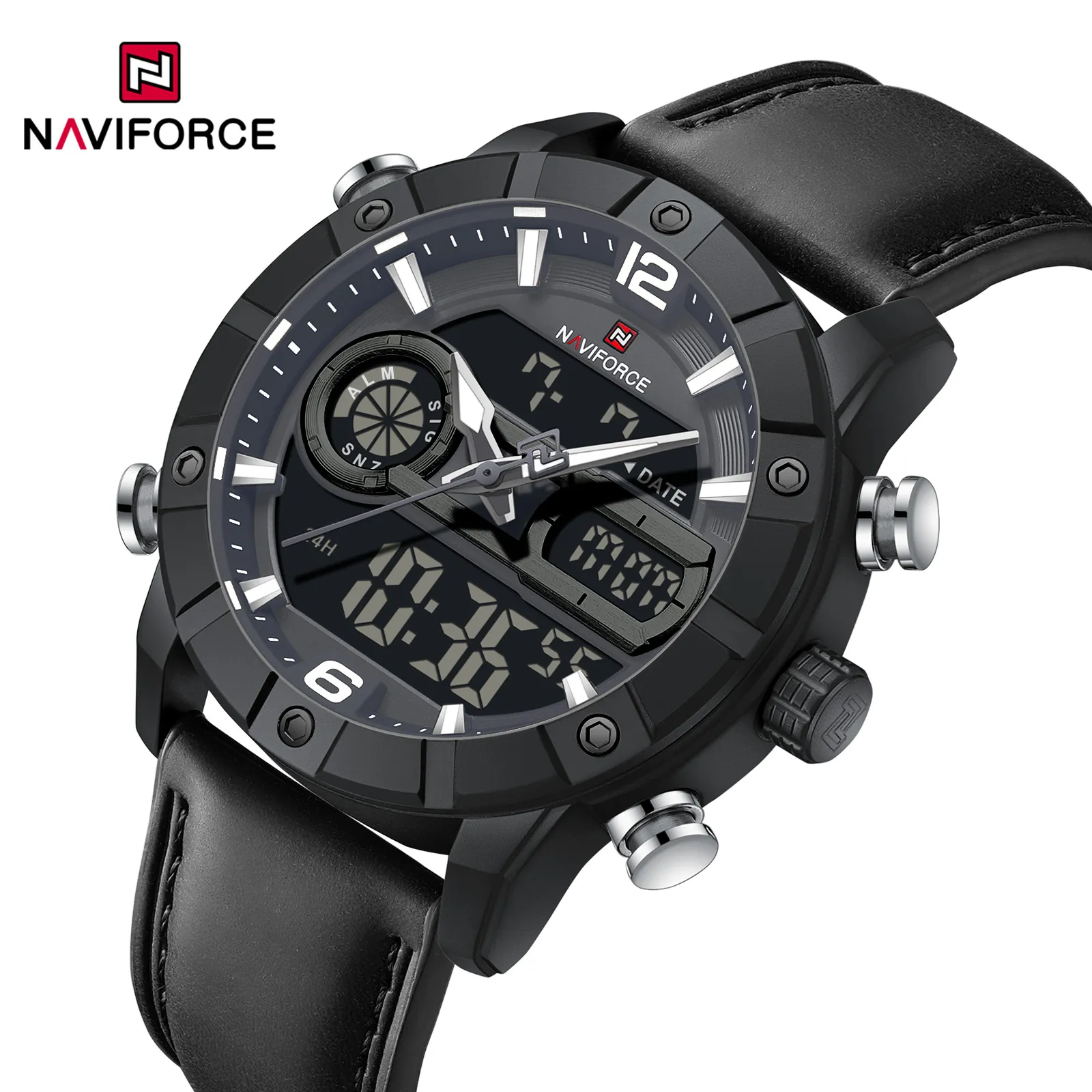 NAVIFORCE NF9263 Men's Watch Genuine Leather Strap - Image 3