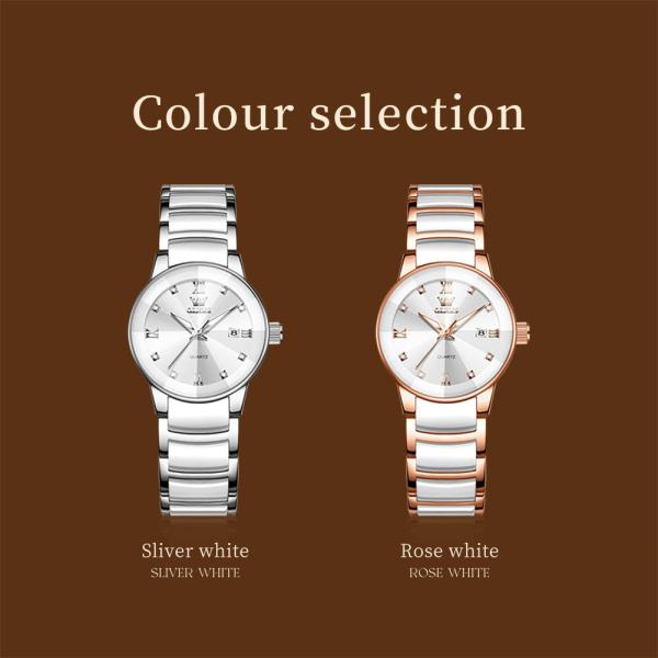 OLEVS 7114 Quartz Movement Watch Women Ceramic Stainless Watch - Image 2