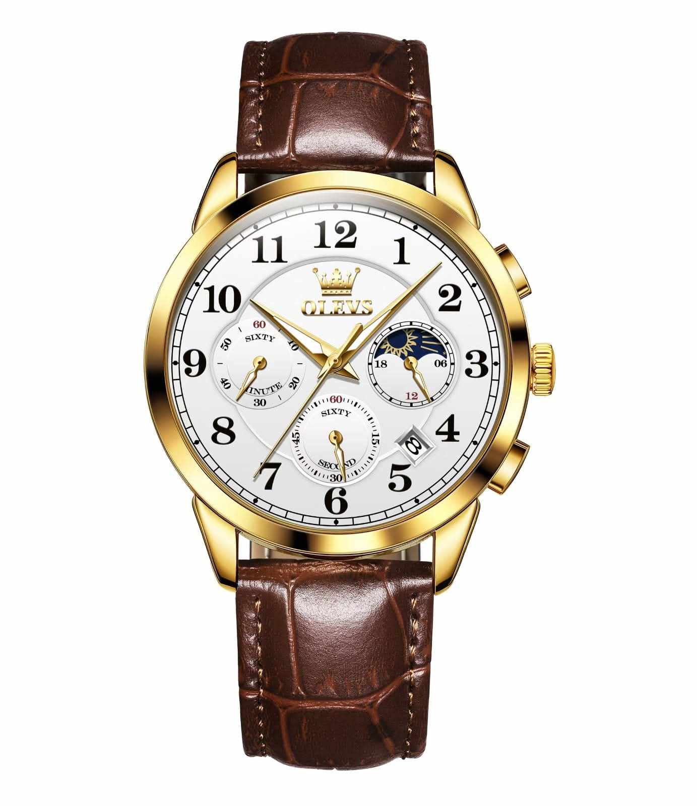 OLEVS 2890 Original Quart Watch for Men Chronograph Sports Men’s Wristwatch Leather Strap Waterproof Luxury Brand Male Watch New