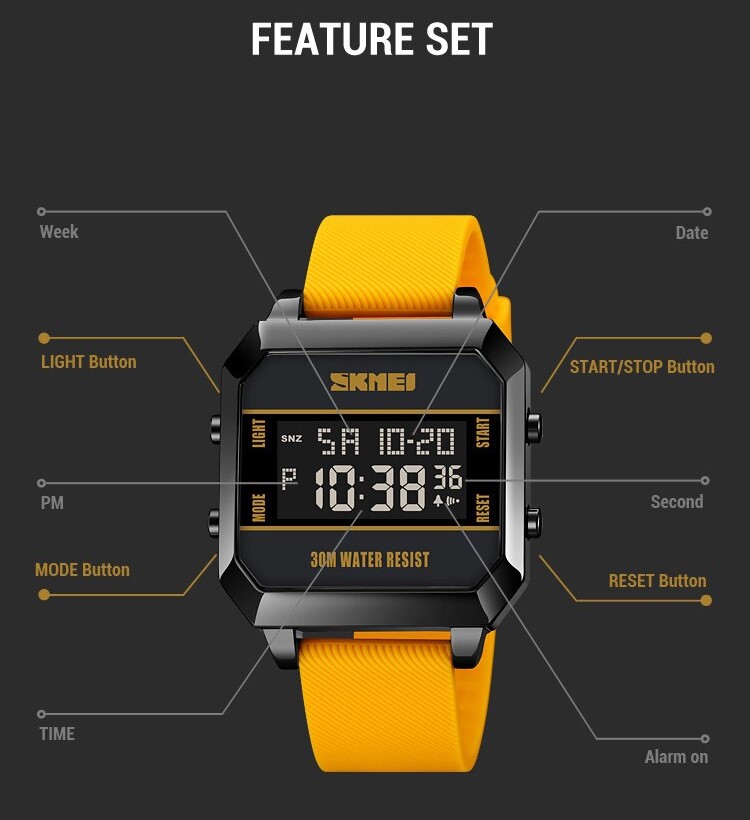 SKMEI 1848Men Fashion Sports Waterproof LED Luminous Men Watch - Image 3
