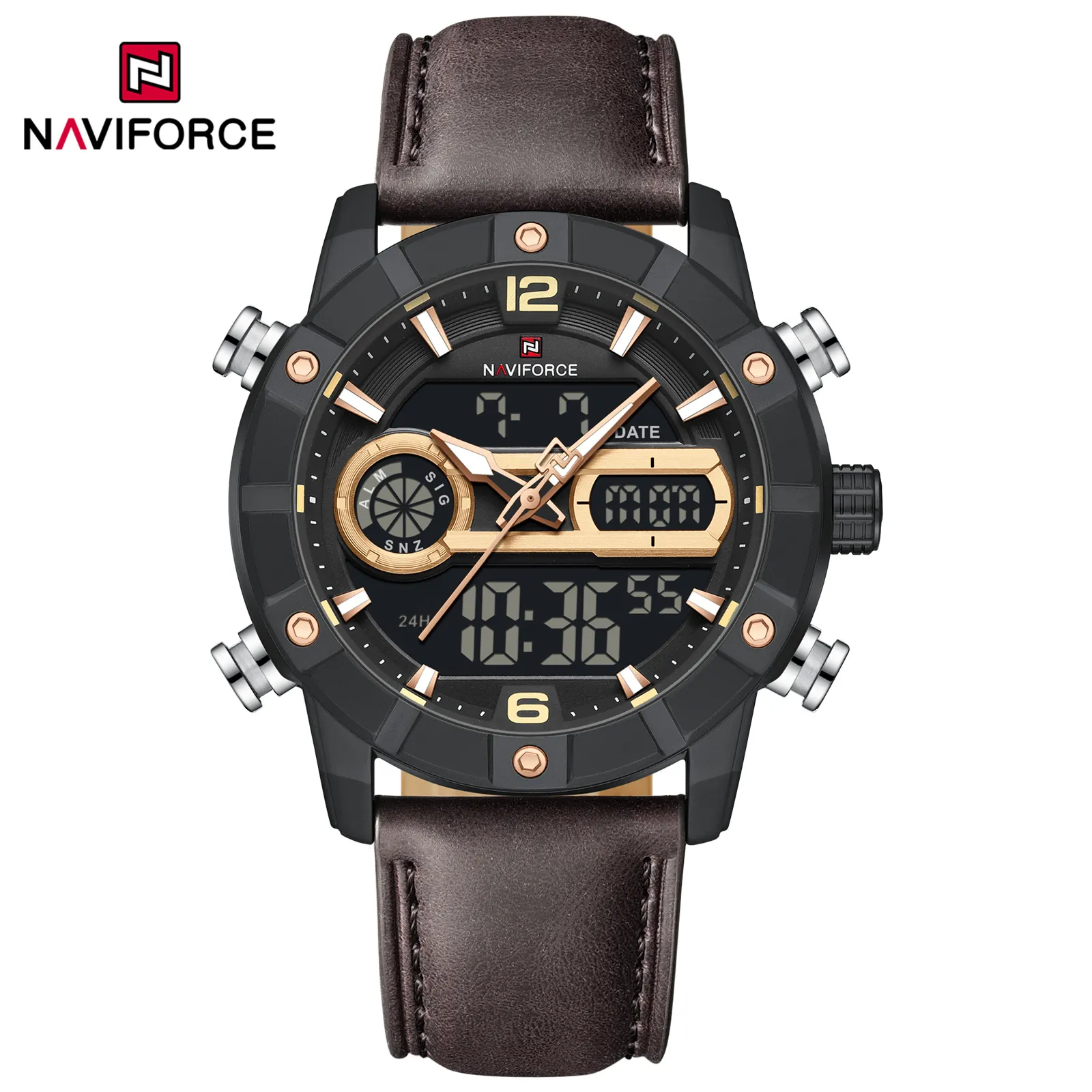 NAVIFORCE NF9263 Men's Watch Genuine Leather Strap - Image 3