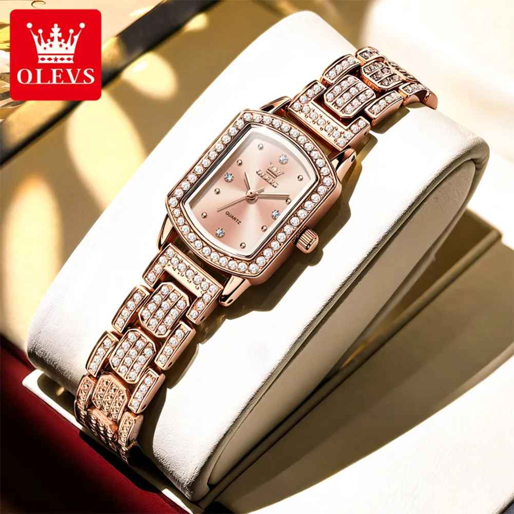 OLEVS 7142 Luxury Square Quartz Watch For Women