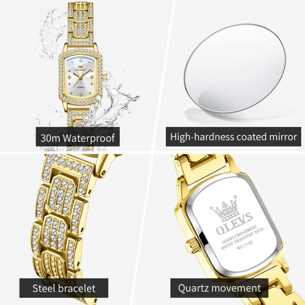 OLEVS 7142 Luxury Square Quartz Watch For Women - Image 4